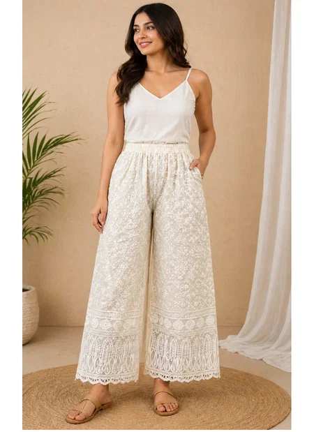 Tew Chikankari Work Loose Fit Plazzo Collections